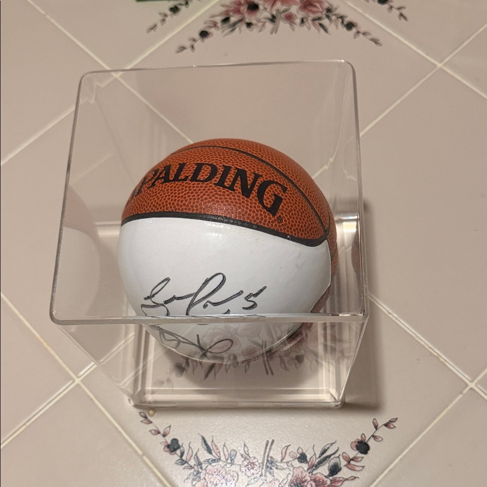 Spalding Orange and White Basketball with Signature